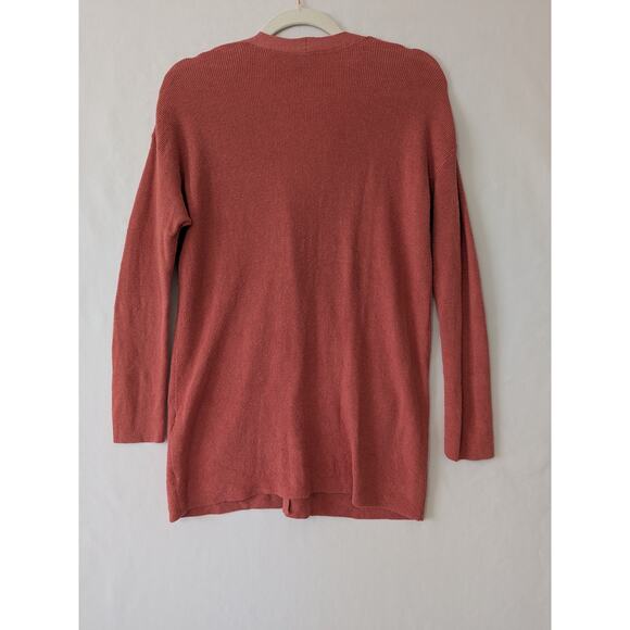 Eileen Fisher Womens Organic Linen Blend Cardigan Sweater Size MP Coral Relaxed - Picture 5 of 8